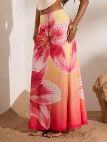 Opulessa 女士针织网眼印花鱼尾裙，春夏款 - 彩色 - 查看 6