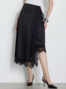 Aveloria Modichic Fashionable European Design Casual Commute Black Lace Skirt Women Long Elegant Gothic Cover Up For Autumn Classy Bar Party - Black - View 6