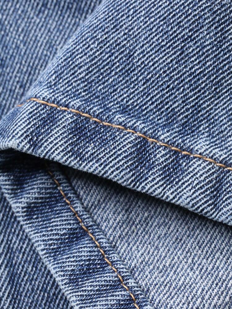 Vintage Washed Distressed Denim Bib Overalls For Women, Loose Fit Slimming Straight Leg Jumpsuit