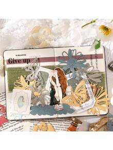 4-Piece Flower Shadow Hollow Sticker Paper Set | Retro Non-Adhesive DIY Collage Supplies For Cross-Border - suit - View 9
