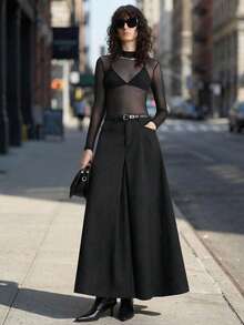 Ontre 2026春夏新款女装，春夏服装，四季皆宜，冬季服装，返校季，情人节，假日度假，婚礼宾客着装，女教师制服，休闲外出，夜间外出，婚礼宾客礼服，优雅婚礼宾客礼服，教堂着装，女士商务休闲装，精致黑色商务休闲装，西装面料，女士半身裙，商务休闲装，通勤装，日常服装，新款女装 - 黑色 - 查看 1