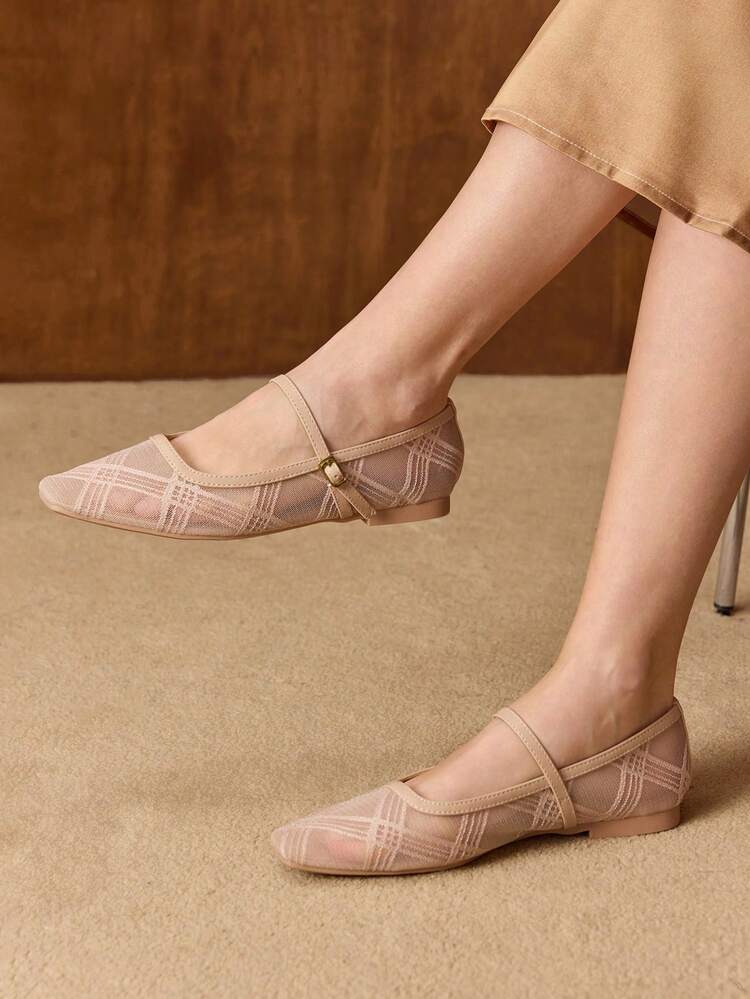 WOMEN'S MESH PLAID PRINT FASHION FLAT LOAFERS SPRING SHOES