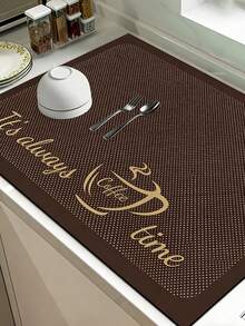 1 pieza Alfombrilla para barra de café - Secado rápido, súper suave de tierra de diatomeas, resistente al calor, felpudo de drenaje de utensilios de cocina con diseño de "Barra de café", muy adecuado para encimera y mesa de comedor, protección de encimera, alfombrilla de café - Multicolor - Ver 7