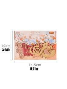 1 Set Of 4 Pcs Floral Shadow Cutout Hand-Drawn Journal Stickers Material Paper - Retro DIY Collage Non-Adhesive Hand-Drawn Journal Stickers - Flower shadow tracing hollowed out - View 2