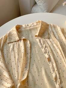 Comfortcana Spring White Solid Batwing Sleeve Shirt - Apricot - View 6