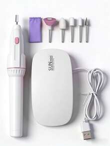 Teckwe 美甲护理套装，专业美甲打磨机配UV LED美甲灯，修甲修脚套装，电动打磨机，适用于亚克力凝胶浸粉指甲油 - 彩色 - 查看 9