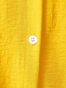 GlowEve Pleated Long Button Down Oversized Women Shirt - Yellow - View 6