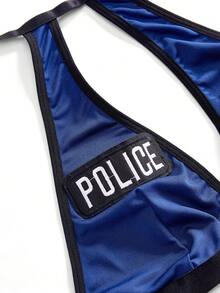 Fantasy Costume 6pcs Women's Sexy Costume Set Including Tie, Bodycon Slit Skirt And Fishnet Stockings - Navy Blue - View 9