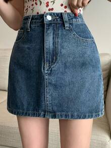 DAZY 女士宽松休闲做旧水洗牛仔短裤，时尚设计，适合春夏度假穿着 - 藍色 - 查看 7