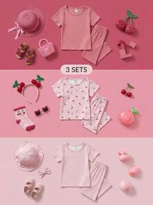 Playful Pals Bộ 3 món đồ bộ mùa hè cho bé gái, bộ đồ chấm bi tay ngắn thời trang thường ngày cho bé gái - Nhiều màu - Xem 11