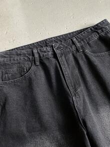 StoneGrade 男士长袖单排扣破洞牛仔夹克和黑色牛仔裤套装外出通勤工作都市秋季服装 - 黑色 - 查看 10