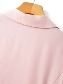 GlowEve CURVE Đầm ngắn nữ màu trơn cổ áo blazer thắt nơ tay phồng eo thon, kiểu dáng ngọt ngào cho buổi hẹn hò/tiệc trà chiều. - Hồng - Xem 5