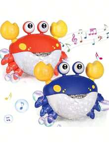 吹泡泡螃蟹，儿童洗澡玩具，带吸盘，夏季泳池派对玩具，送给男孩女孩的礼物 - 彩色 - 查看 2