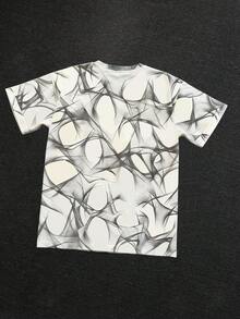 Manfinity Dauomo 男士圆领T恤，艺术感十足的全印花图案设计，适合日常穿着、通勤、学生装扮，休闲百搭，夏季必备 - 彩色 - 查看 2