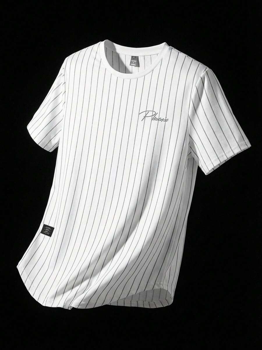 NEON BLANC Men's Casual Striped Knit Crew Neck T-Shirt, Summer - Lead Gray - View 1