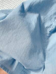 Comfortcana Mono de lino con cortes laterales, cintura fruncida y abdomen descubierto para el verano - Celeste - Ver 10