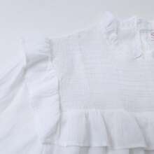 Ticali Top Elegante De Manga Farol Con Acabado De Ribete Fruncido Y Cuello Victoriano C8072 - Blanco - Ver 5