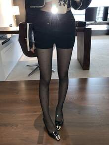 FRIFUL 女士波点网眼性感连裤袜 - 黑色 - 查看 5