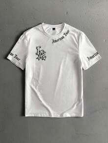 男士休闲字母印花圆领短袖T恤，夏季 - 彩色 - 查看 1