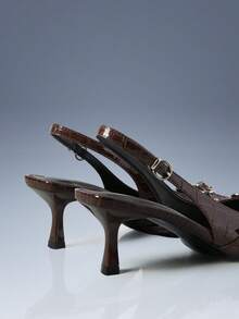 CUCCOO GRLICON Fashion Pointed Toe Stiletto High Heel Party Women's Shoes - Brown - View 4