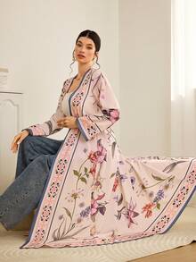 Al Najma 女士印花土耳其长裙，阿拉伯传统长袍 - 黃色 - 查看 7