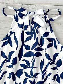 Rusticease Áo hai dây cổ yếm in hoa màu xanh trắng dành cho nữ, thích hợp cho kỳ nghỉ xuân/hè. - Nhiều màu - Xem 7