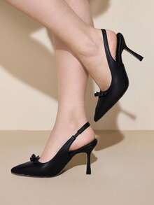 CUCCOO CURVES 大码宽楦时尚尖头高跟鞋，春季鞋履，适合春假、复活节和圣诞节穿着。 - 靜夜黑 - 查看 3