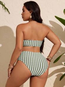 SHEIN Swim Curve Plus Size Women Simple Daily Summer Swimwear Set - Green - View 2