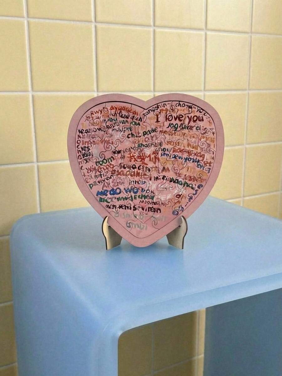 Joivida Tranh ghép hình DIY bằng bìa cứng chất lượng cao, kích thước lớn, họa tiết trái tim màu đỏ lãng mạn, quà tặng ngày Valentine, trang trí nhà cửa cho người lớn, đồ thủ công mỹ nghệ, quà sinh nhật. - Nhiều màu - Xem 1