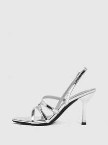 CUCCOO SZL 女士搭扣设计时尚日常穿搭高跟凉鞋 - 銀色 - 查看 11