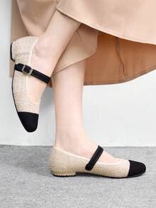 CUCCOO BIZCHIC Spring And Autumn New Versatile French Mary Jane Shoes Low Vamp Round Toe Belt Women's Shoes - Beige - View 3