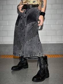 ROMWE MEN Street Life 男士做旧水洗牛仔短裤 - 棕色 - 查看 7