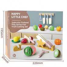 21 件套儿童厨房过家家玩具套装，包括仿真刀架和水果切割玩具，适合男孩和女孩，互动烹饪玩具和厨房工具。 - 彩色 - 查看 7