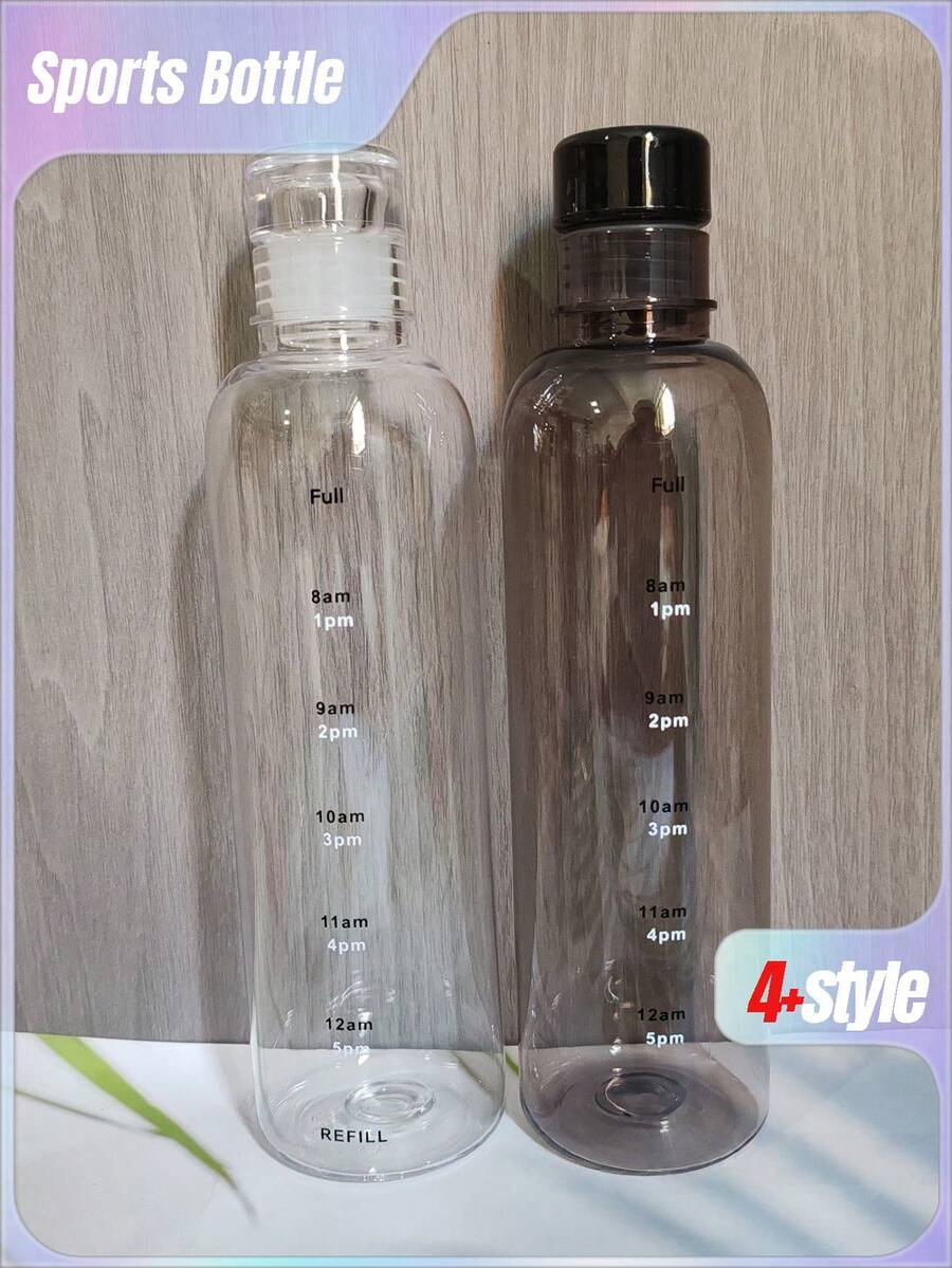 1pc 500ml/750ml AS Plastic Sports Water Bottle With Scale Markings - Portable Graduated Cup For Outdoor Activities - Multicolor - View 1