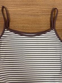 Glimmora Women's Striped Casual Versatile Daily Wear Camisole - Brown - View 5