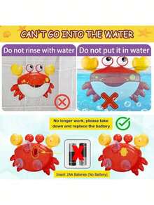 吹泡泡螃蟹，儿童洗澡玩具，带吸盘，夏季泳池派对玩具，送给男孩女孩的礼物 - 彩色 - 查看 4