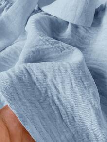 Muvela Áo camisole trơn màu, kiểu dáng thường ngày, có bèo nhún và thắt nơ phía trước. - Màu xanh nhạt - Xem 5