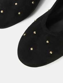 MOTF WOMEN STUDDED PU LEATHER FLATS VALENTINE'S DAY - Black - View 6