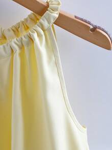 GlowEve Women's Yellow Fabric Collar Twist Drawstring Tank Top - Yellow - View 6