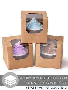 5/20 Pcs Single White Cupcakes Containers Gift Boxes With Window Inserts Handle For Wedding Candy Boxes - Multicolor - View 2