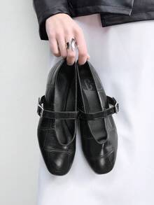 CUCCOO BIZCHIC Women's Fashion Commuter Versatile Casual Mary Jane Flat Shoes For Christmas - Pure black - View 5