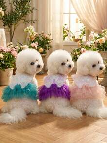 PETSIN 1件宠物蝴蝶仙女裙，小型犬/猫/狗通用服装，宠物公主风春季服装 - 彩色 - 查看 2