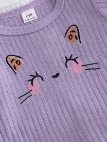 SHEIN Playful Pals Bộ 6 món cho bé gái sơ sinh mùa xuân và thu, kiểu dáng thường ngày, đơn giản, dễ thương, ngọt ngào với họa tiết da báo nâu, áo hồng/màu mơ phối cùng quần cùng màu, thích hợp cho đi học và mặc hàng ngày. - Nhiều màu - Xem 4