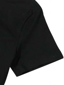 Men's fashionable printed short-sleeved crew neck casual summer short-sleeved top, machine washable, comfortable outdoor casual wear, machine washable shirt - Negro - Ver 6