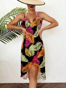 Breezaya Women's Contrast Color Print Vacation Style Cover-Up - Hot Pink - View 5