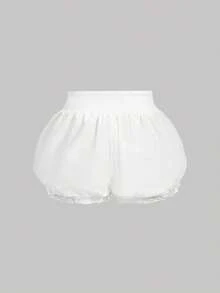 Skyraze Women's Summer White Lace Patchwork Bubble Shorts,Cute Bloomers Ruffle Shorts,Casual Picnic Tea Party Carnival Costume Vacation Shorts - White - View 6