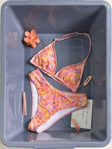 SHEIN 少女彩色碎花比基尼套装，甜美夏日假期 - 彩色 - 查看 6