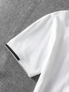 Mirajuku 1pc Fashionable White Polo Shirt For Teenage Boys,Soft & Comfortable Fabric For Summer,Beach,Back-To-School,Short Sleeve Versatile School Outing Tops - White - View 4
