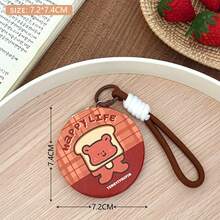 1Pc Original Cute Cartoon Folding Mirror - Portable Compact HD Touch-Up Mirror For Girls With Lanyard - Multicolor - View 5