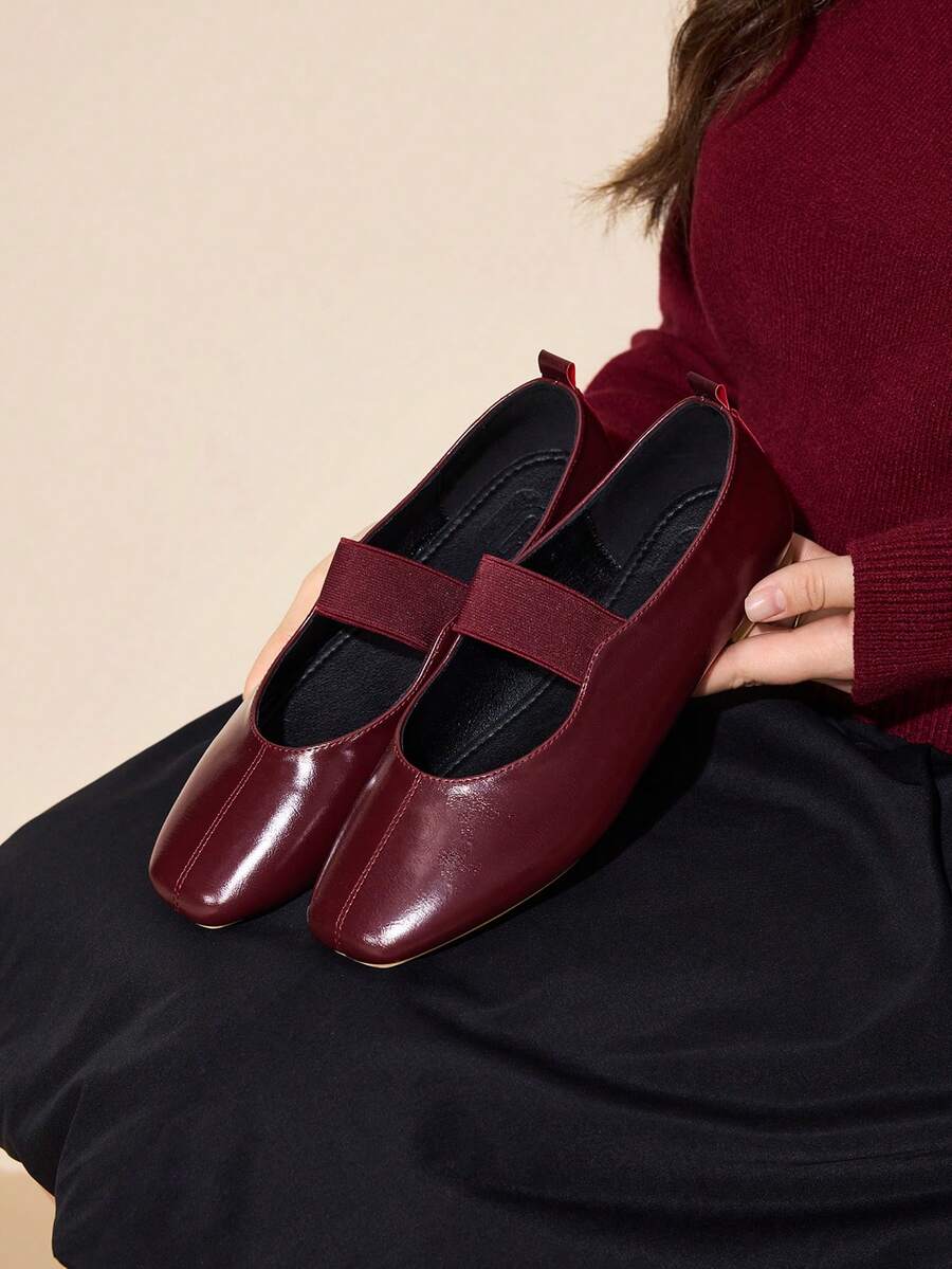 CUCCOO CURVES 女士加厚宽楦平底鞋 - 酒紅色 - 查看 1